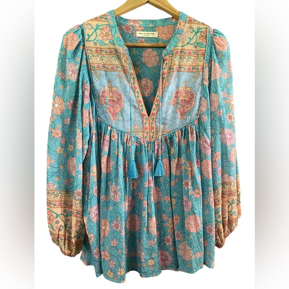 Spell Love Story Blouse in Sky Blue size S Excellent Condition - Picture 3 of 9